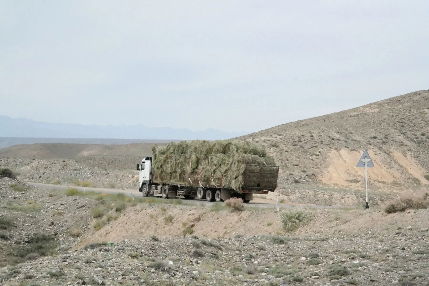 A loaded truck on the road, of the kind booked for goods transport in and out of Vijayawada